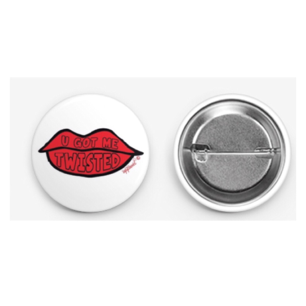 New origins Red Lip Pins / Buttons, Red & White. Cutest pin ever.
